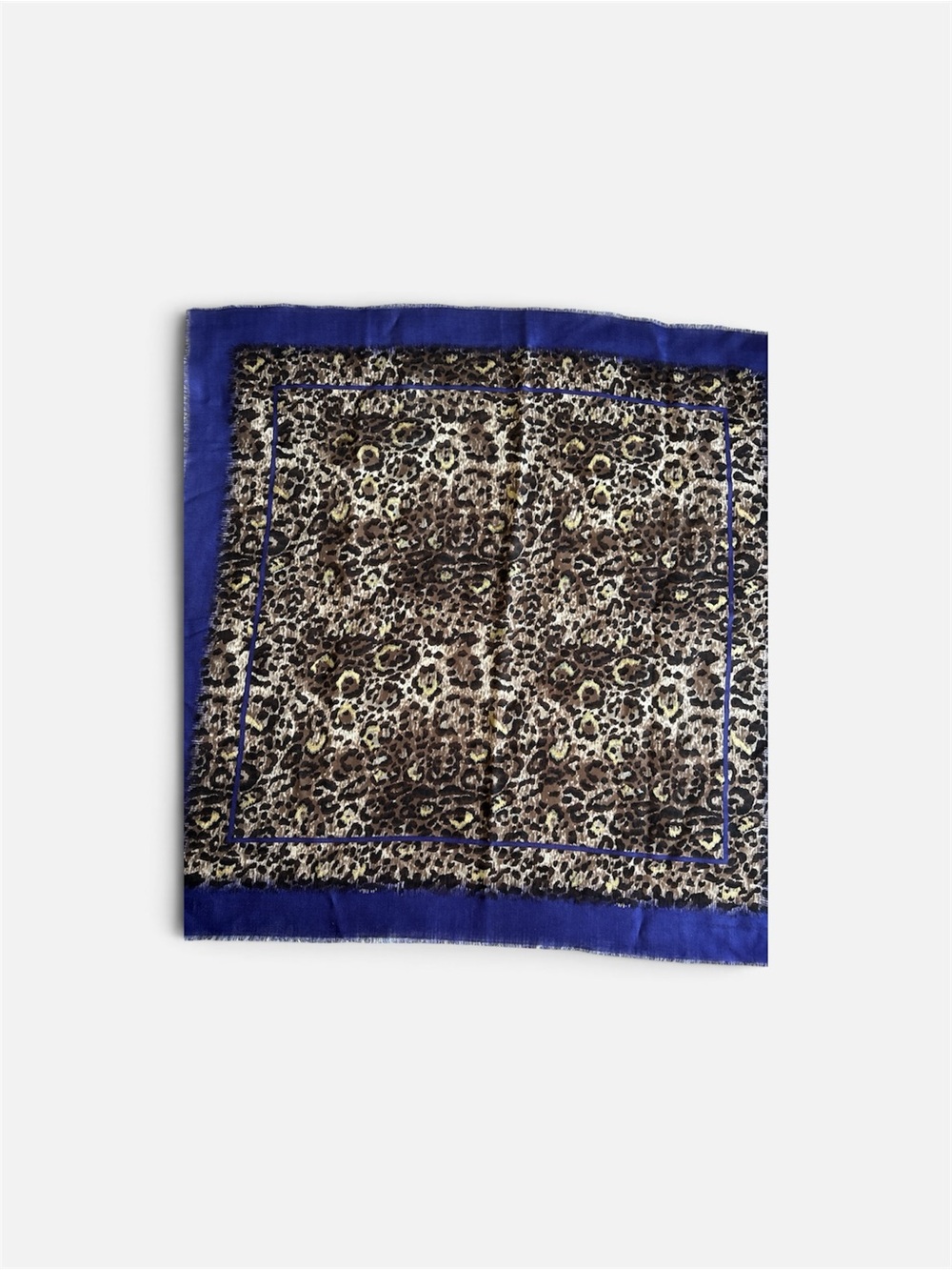 Vintage Adrienne Vittadini Purple Leopard Print Wool Scarf 34”x34”